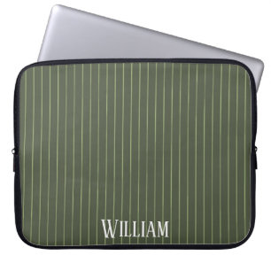 Housse Pour Ordinateur Portable Olive Pinstripes