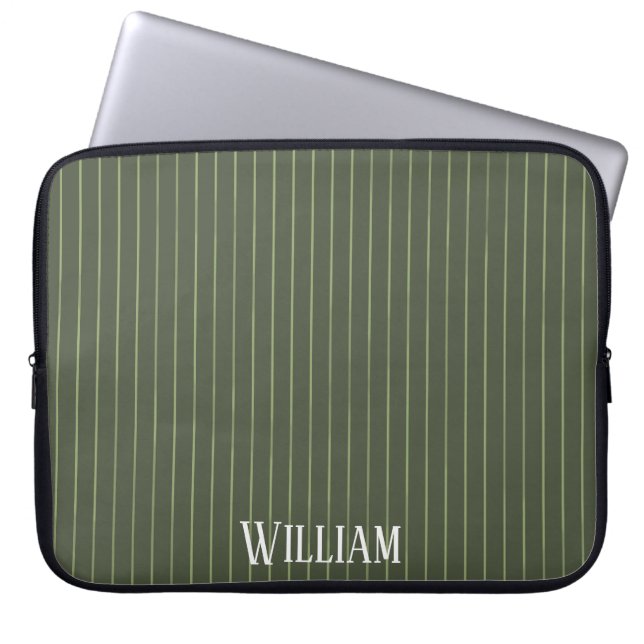 Housse Pour Ordinateur Portable Olive Pinstripes (Devant)
