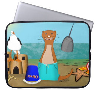 Housse Pour Ordinateur Portable Oliver the Otter at the beach