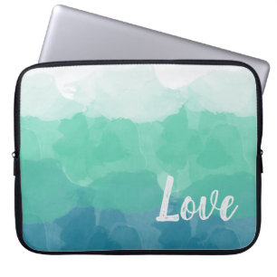 Housse Pour Ordinateur Portable Ombre Turquoise Blue et Neo Mint Love