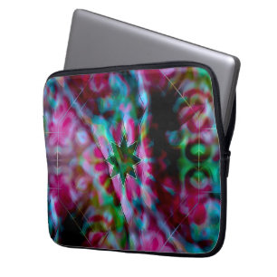 Housse Pour Ordinateur Portable Ombres étoilées sur des taches fleuries, couleurs