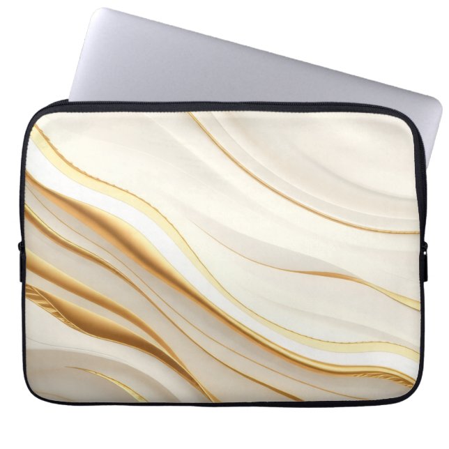 Housse Pour Ordinateur Portable "Opulent Gold and Cream Marble Swirls" (Devant)