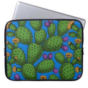 Housse Pour Ordinateur Portable Opuntie de floraison en bleu