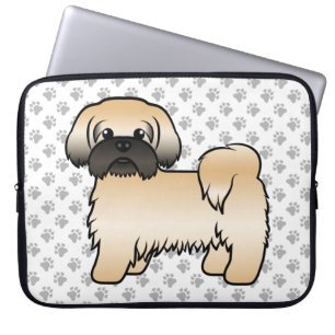 Housse Pour Ordinateur Portable Or avec Masque Noir Chih Tzu Cute Dessin Chien