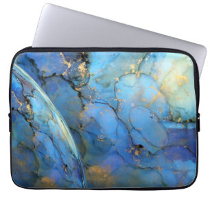 Housse Pour Ordinateur Portable or bleu abstrait scifi orb terre