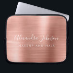 Housse Pour Ordinateur Portable Or rose - Blush Pink Metallo Business<br><div class="desc">Or Rose moderne - Blush Pink Girly Make Up and Hair Beauty Salon Faux Metallic Stainless Elegant Monogramme Promotionnel Portable Bag or Sleeve Promotional (promo) Coque publicitaire. Ce coque informatique professionnel professionnel de classe peut être customisé pour inclure votre nom de signature de script monogrammé et le titre de la...</div>