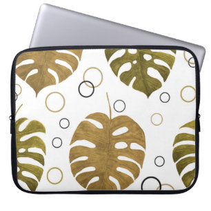 Housse Pour Ordinateur Portable Or tropical : aquarelle de feuille de monstère