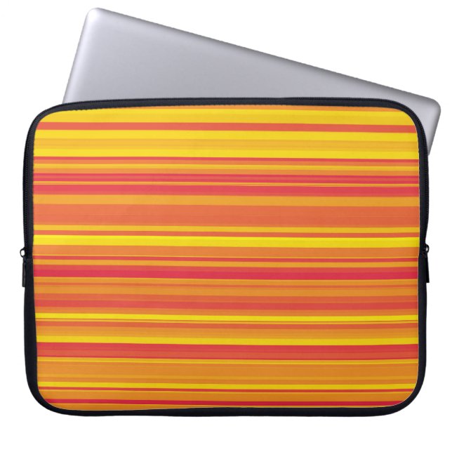 Housse Pour Ordinateur Portable Orange rouge jaune rayures (Devant)