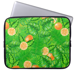 Housse Pour Ordinateur Portable Oranges et feuilles tropicaux