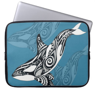 Housse Pour Ordinateur Portable Orca Killer Whale Tlingit Indigo encre bleue