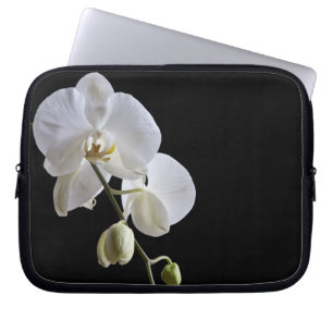 Housse Pour Ordinateur Portable Orchidées blanches sur la douille noire
