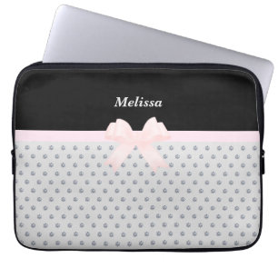 Housse Pour Ordinateur Portable Ordinateur portable élégant noir et argent diamant