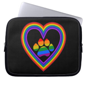 Housse Pour Ordinateur Portable Ordinateur Portable Sleeve Rainbow Heart Avec Paw