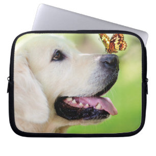 Housse Pour Ordinateur Portable Oreiller À Lancer Du Labrador Et Du Papillon