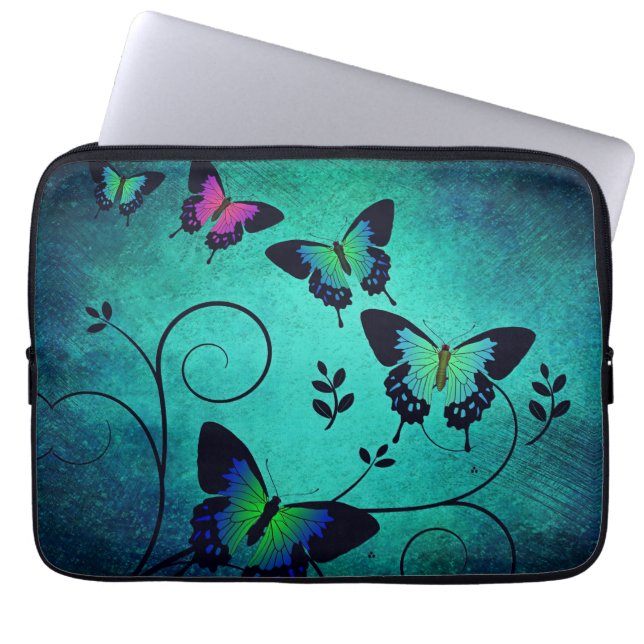 Housse Pour Ordinateur Portable Ornate Jewel Butterflies Teal (Devant)