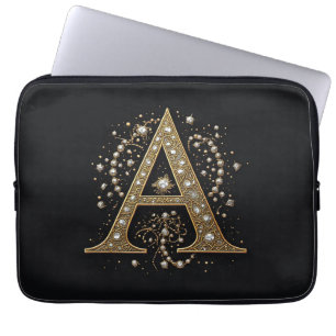 Housse Pour Ordinateur Portable Orné Lettre A Or En Luxe Monogramme Vintage