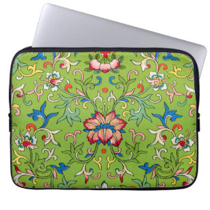 Housse Pour Ordinateur Portable Ornement chinois vintage Owen Jones floral vert