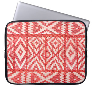 Housse Pour Ordinateur Portable ornement ethnique sur lin naturel textile