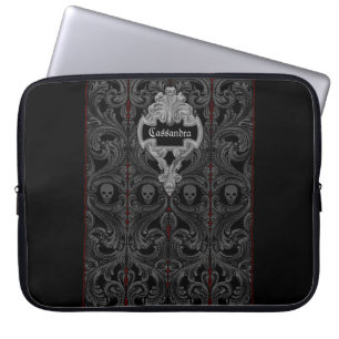 Housse Pour Ordinateur Portable Ornement Goth Grey avec crâne personnalisé