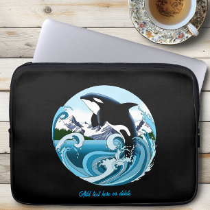 Housse Pour Ordinateur Portable Orque Majestueux Baleine Tueuse Vagues Bleues Océa