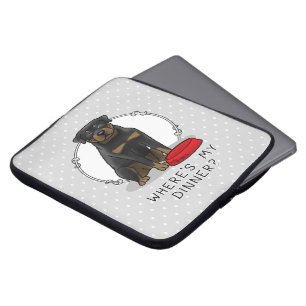 Housse Pour Ordinateur Portable Où est Mon Dîner ? Rottweiler avec Red Dog Dish