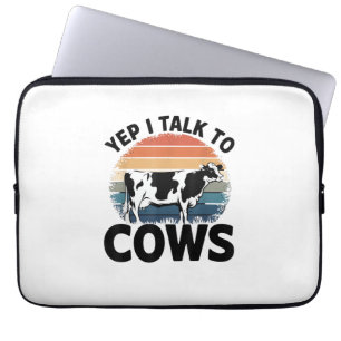 Housse Pour Ordinateur Portable Oui Je Parle Aux Vaches Drôle Vintage Producteur V