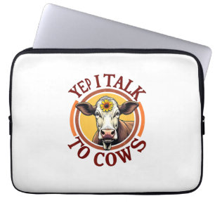 Housse Pour Ordinateur Portable Oui Je Parle Aux Vaches Drôle Vintage Producteur V