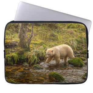 Housse Pour Ordinateur Portable Ours blanc cherche des poissons dans le ruisseau R