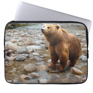 Housse Pour Ordinateur Portable Ours Brown dans le ruisseau