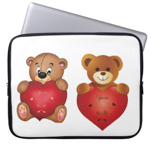 Housse Pour Ordinateur Portable Ours en peluche avec coeur dire Bonjour Lovely