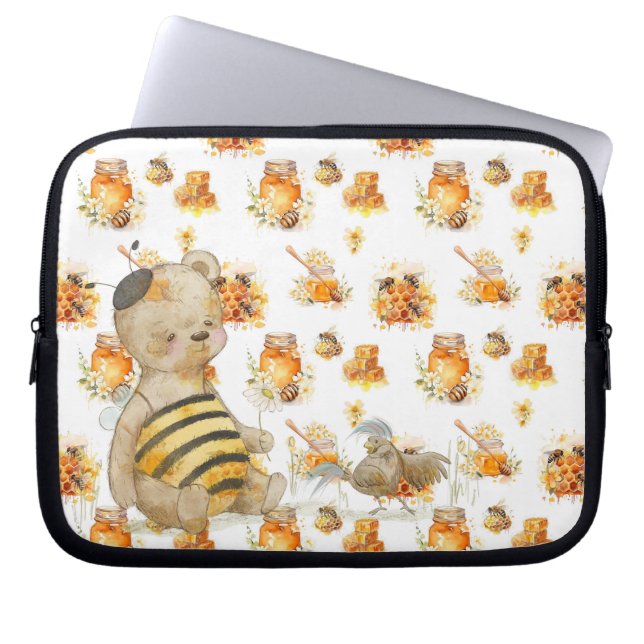 Housse Pour Ordinateur Portable ours en peluche et abeilles (Devant)