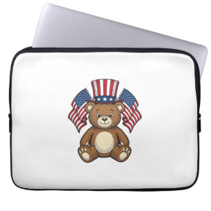 Housse Pour Ordinateur Portable Ours en peluche patriotique vintage vector design_