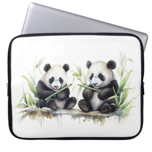 Housse Pour Ordinateur Portable Ours Panda Aquarelle En Bambou