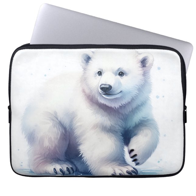 Housse Pour Ordinateur Portable Ours Polaire Cool Calme & Inarrêtable (Devant)