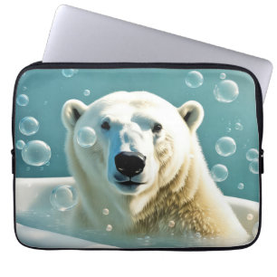 Housse Pour Ordinateur Portable Ours Polaire Dans La Baignoire À Bulles