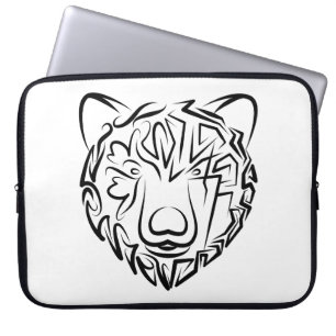 Housse Pour Ordinateur Portable Ours tribal noir et blanc