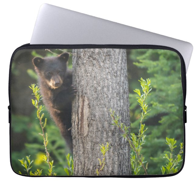 Housse Pour Ordinateur Portable Ourson noir au printemps (Devant)