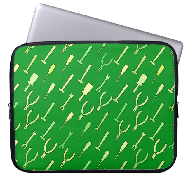 Housse Pour Ordinateur Portable Outils, sur vert forêt (Devant)