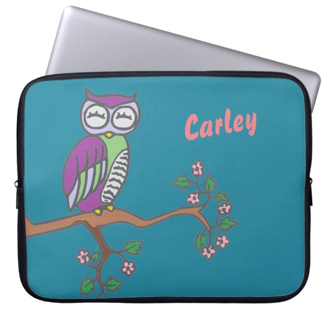 Housse Pour Ordinateur Portable Owl Art Night Blue Personnalisé (Devant)