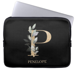 Housse Pour Ordinateur Portable P Monogramme Floral Personnalisé