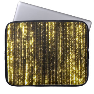 Housse Pour Ordinateur Portable Paillettes dorées : Fond avec particules Bokeh