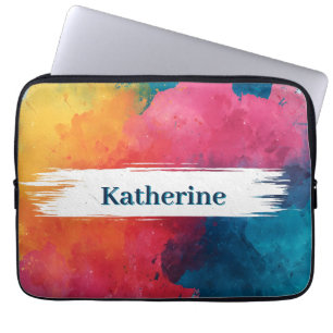Housse Pour Ordinateur Portable Paint à l'aquarelle vive avec nom personnalisé