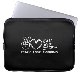 Housse Pour Ordinateur Portable Paix, Amour Cuisine Rétro Cuisine Amateur Chef Nou