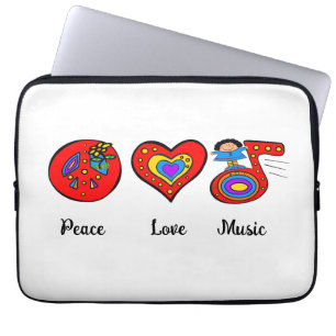 Housse Pour Ordinateur Portable Paix, amour, musique