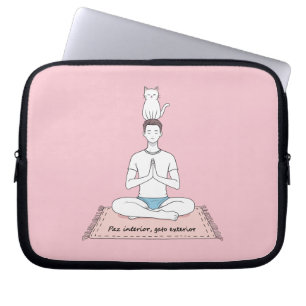 Housse Pour Ordinateur Portable Paix Intérieure, Chat Extérieur