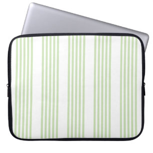 Housse Pour Ordinateur Portable Pale vert et blanc cinq bandes motif