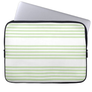 Housse Pour Ordinateur Portable Pale vert et blanc cinq bandes motif