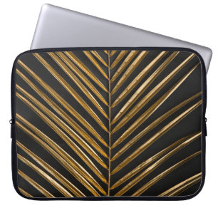 Housse Pour Ordinateur Portable Palme de date d'or : Arrière - plan noir minimalis