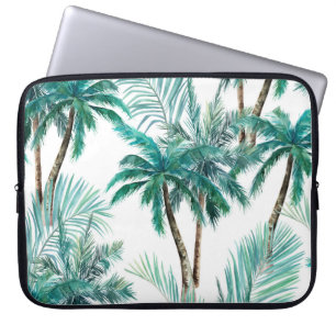 Housse Pour Ordinateur Portable Palmier tropical : Motif de la jungle aquarelle.