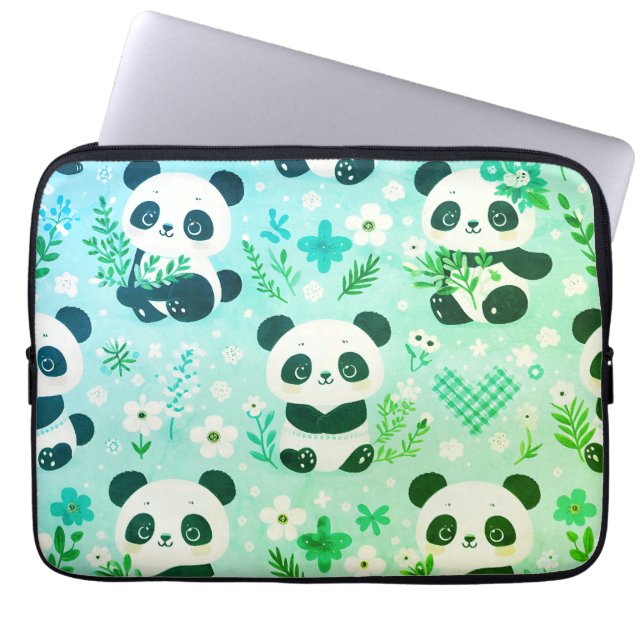 Housse Pour Ordinateur Portable Panda Bear Motif Vert Imprimer (Devant)